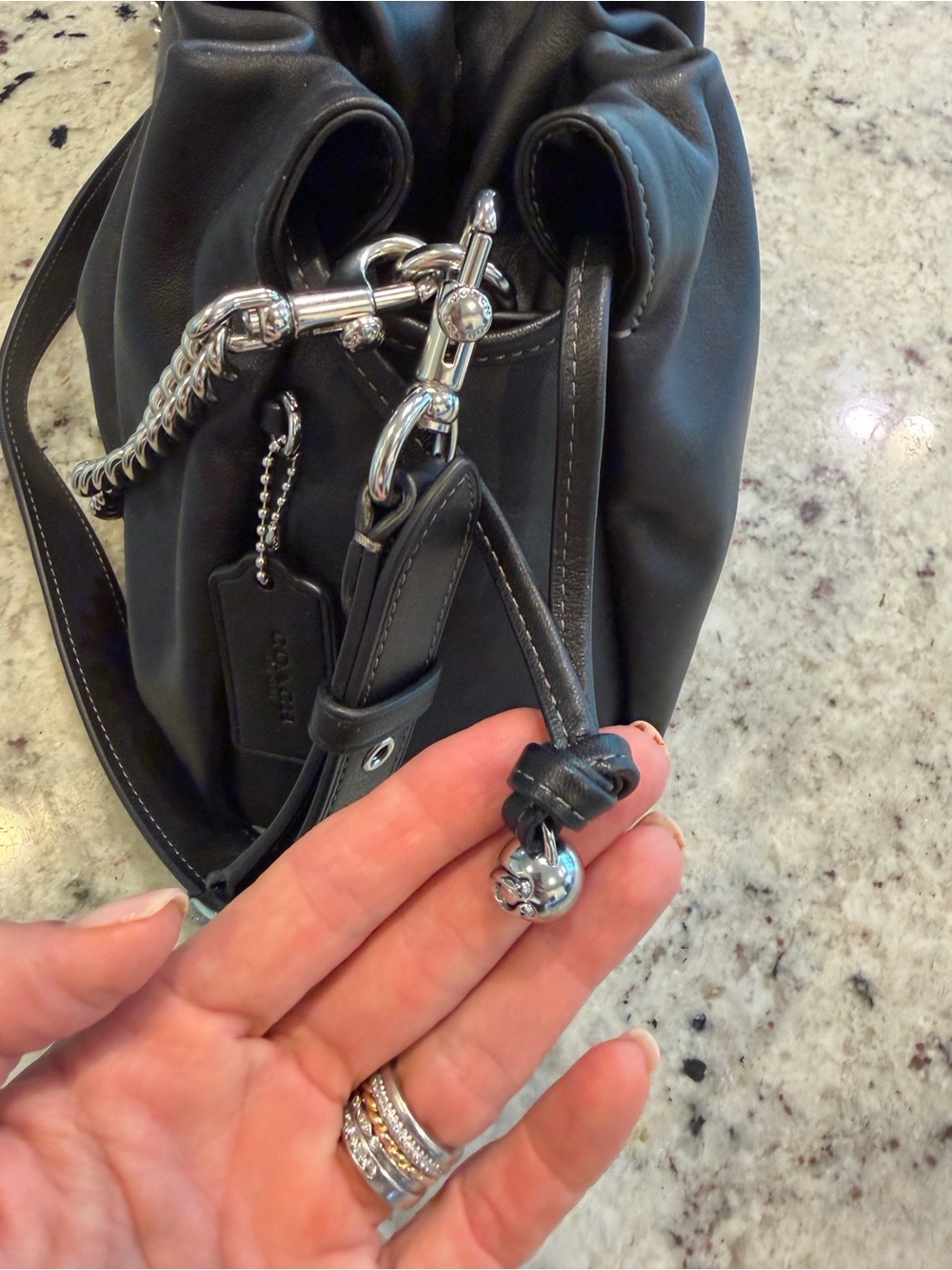 Like New Coach Large Faye Black Leather Shoulder Bag with Silver Chain - Picture 11 of 16